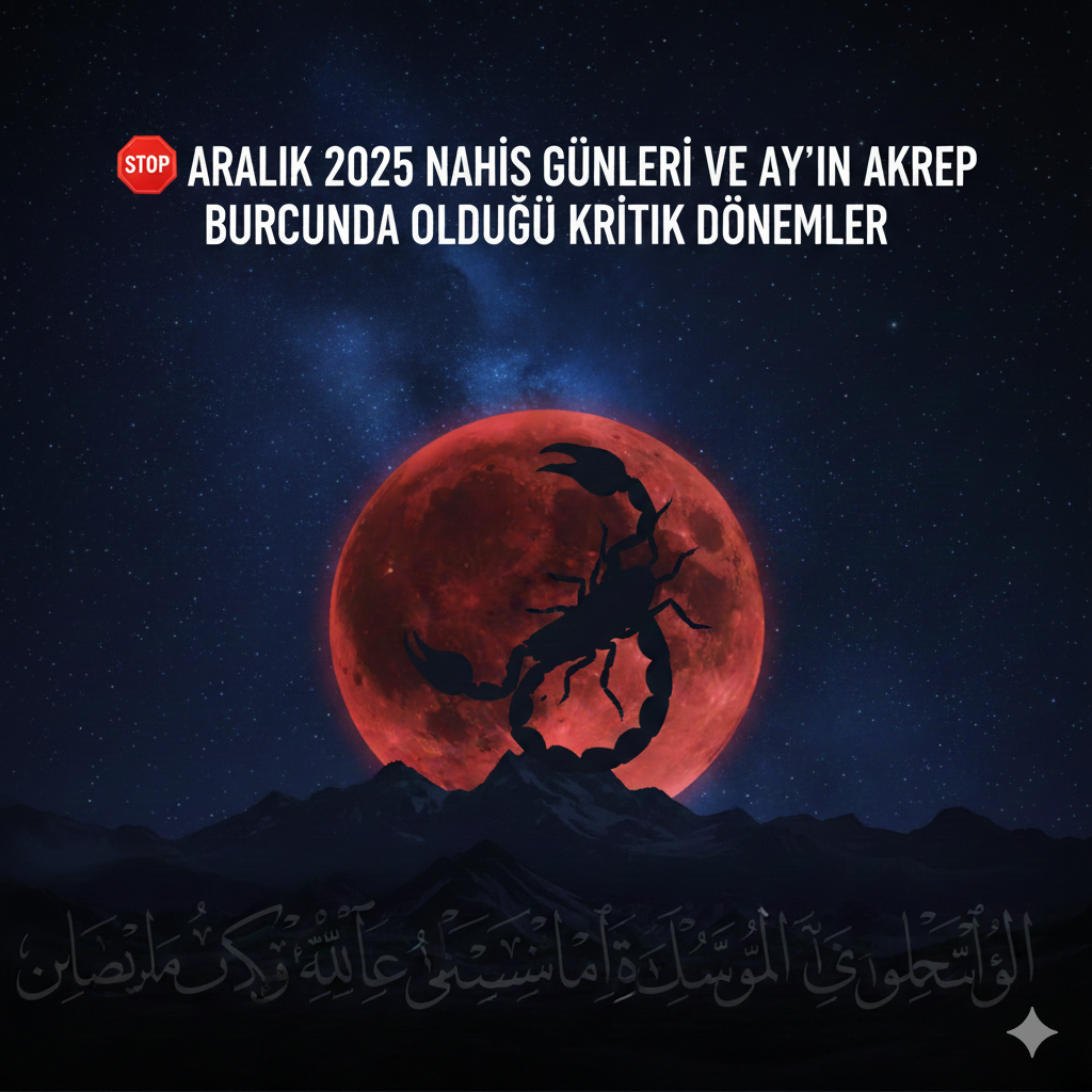 🛑 ARALIK 2025 NAHİS GÜNLERİ VE AY’IN AKREP BURCUNDA OLDUĞU KRİTİK DÖNEMLER