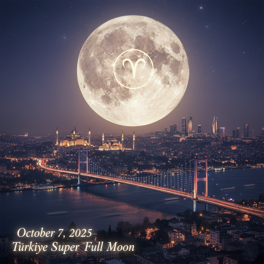 7 Ekim 2025 Süper Dolunay'ı, Türkiye Cumhuriyeti'nin Natal Haritasının Üstüne Etkileri. Kimler En Çok/Az Etkilenir?